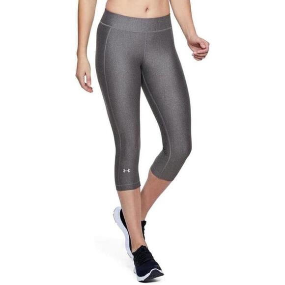 Under Armour Pants - Under Armour Womens HeatGear Armour Capri Leggings, Gray, SIZE XS
